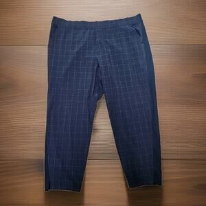 Athleta Pants Size 24 Blue Checkered Brooklyn Ankle Mid Rise Lightweight Cropped